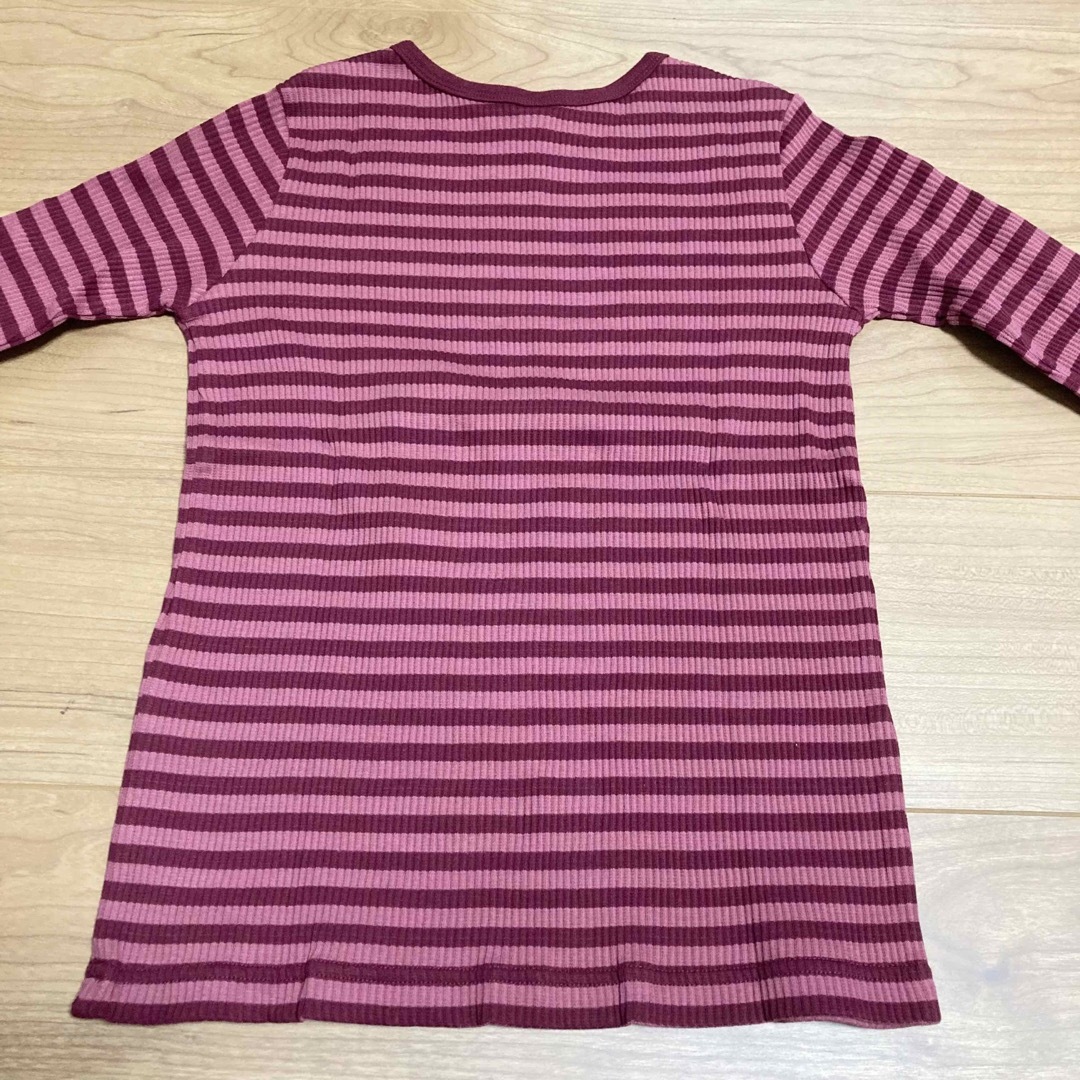 UNIQLO(ユニクロ)の新品 ユニクロ UNIQLO リブ    ボーダークルーネックＴ 140 ロンＴ キッズ/ベビー/マタニティのキッズ服女の子用(90cm~)(Tシャツ/カットソー)の商品写真