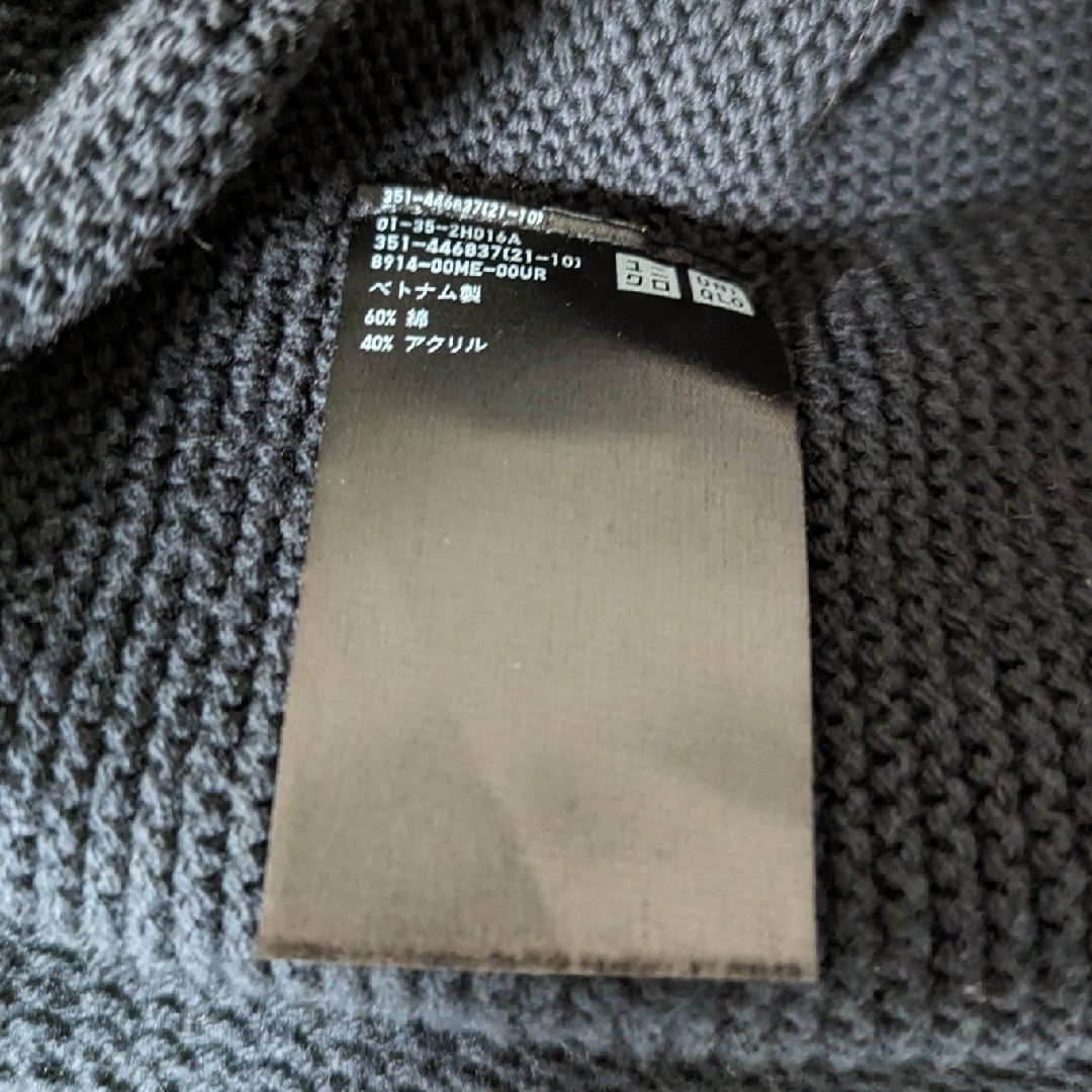 UNIQLO - UNIQLO ブラック 446837 S 3Dクルーネックセーターの UNIQLO - UNIQLO ブラック 446837 S 3Dクルーネックセーターの