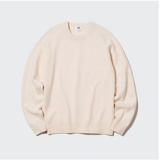 ユニクロ(UNIQLO)のUNIQLO プレミアムラムクルーネックセーター 438789 オフホワイト(ニット/セーター)