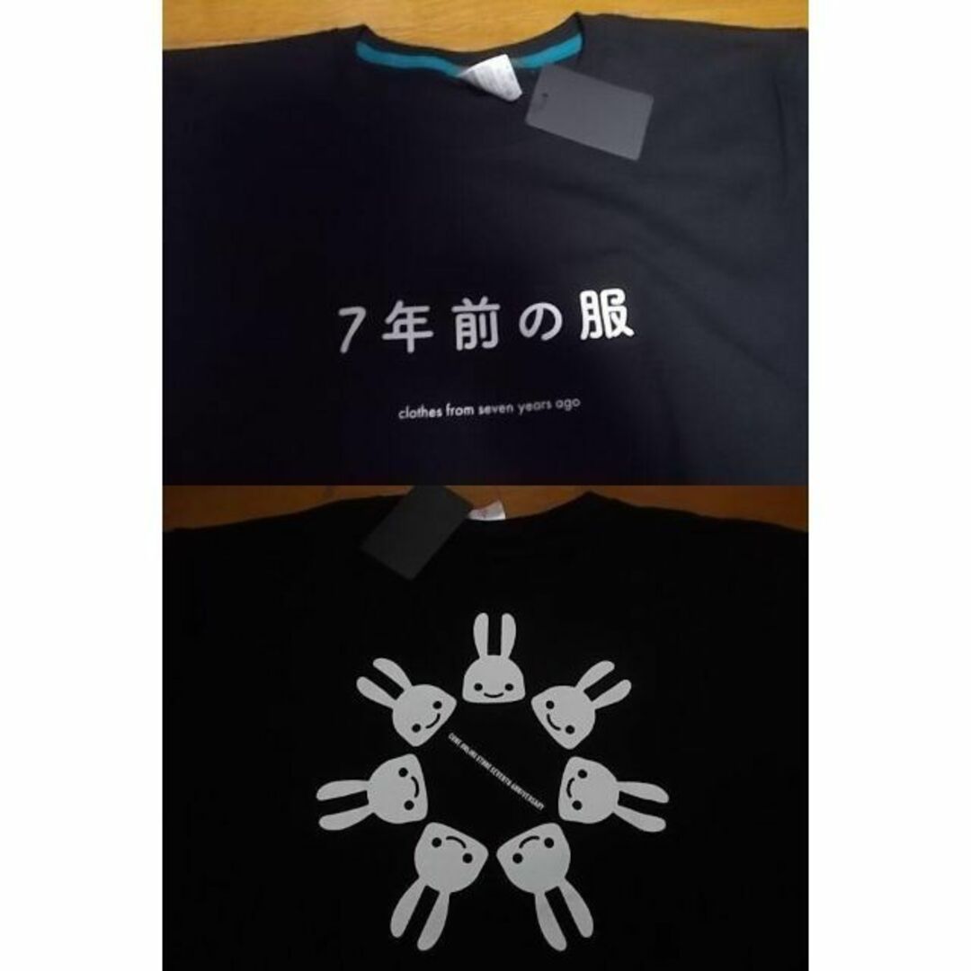 服のもーも新品 cune キューン うさぎ 7周年記念 7年前の服 Tシャツ XL 黒