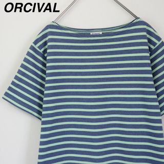 オーシバル(ORCIVAL)の【大人気】オーシバル／ボーダーTシャツ　刺繍ロゴ　日本製　ボートネック　ロンT(Tシャツ/カットソー(半袖/袖なし))