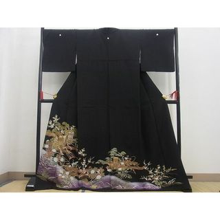 平和屋2■豪華黒留袖　刺繍　鼓　老松　暈し染め　銀糸　逸品　kh663