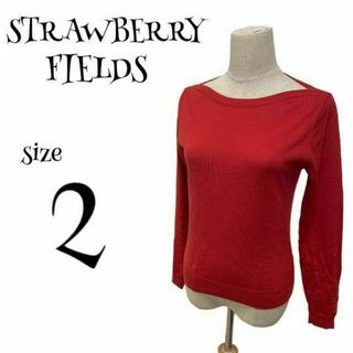 ストロベリーフィールズ(STRAWBERRY-FIELDS)のSTRAWBERRY-FIELDS ☆ 薄手ニット ウールカシミヤ 赤 レッド(ニット/セーター)