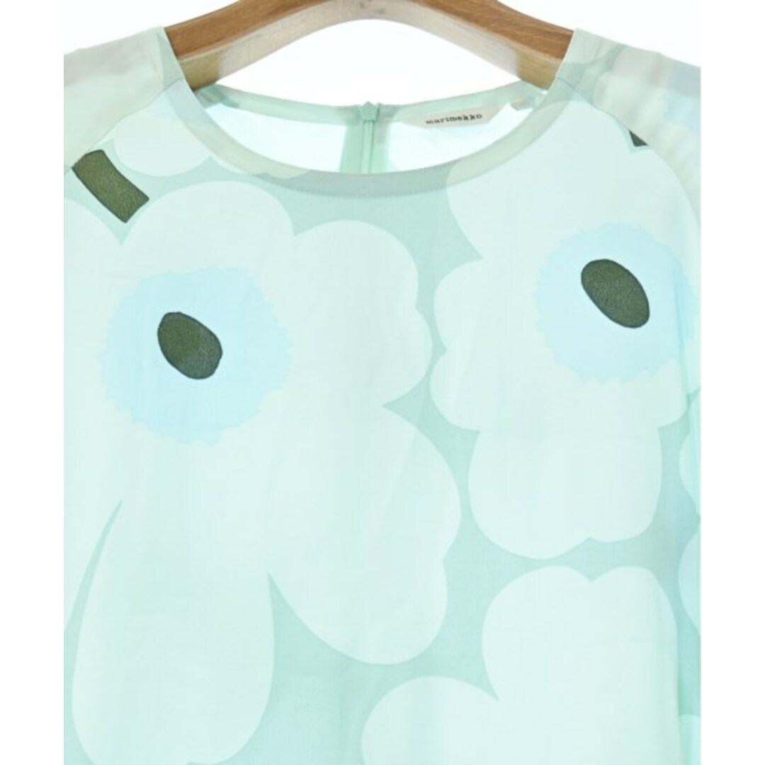 marimekko ワンピース 40(M位) 緑x水色xカーキ(花柄) 【古着】【中古】