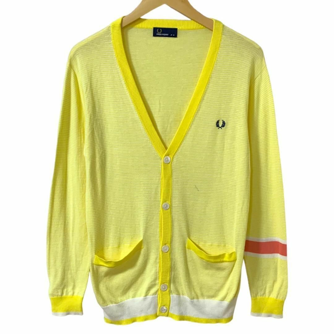 FRED PERRY カーディガン ニット 長袖 M 紺 赤 白 F3149