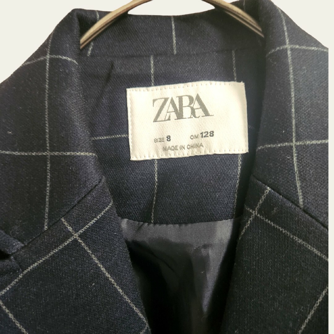 ZARA KIDS(ザラキッズ)の【即日発送】ZARA キッズ用ジャケット　上着　チェック柄　サイズ8 キッズ/ベビー/マタニティのキッズ服女の子用(90cm~)(ジャケット/上着)の商品写真