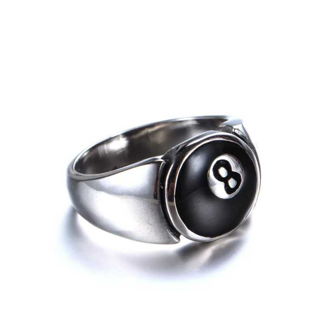 激レア ビリヤード エイトボール ユニセックス シルバー リング 31号 メンズのアクセサリー(リング(指輪))の商品写真