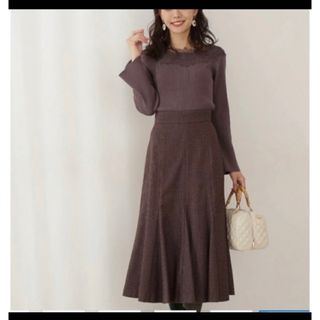 プロポーションボディドレッシング(PROPORTION BODY DRESSING)の【タグ付き新品】プロポ 千鳥柄 スカート S ブラウン(ロングスカート)