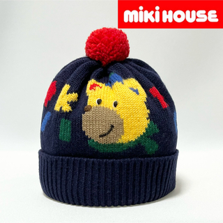 ミキハウス(mikihouse)の【新品】miki HOUSEミキハウス とんがり帽子のクマちゃん柄ニットキャップ(帽子)