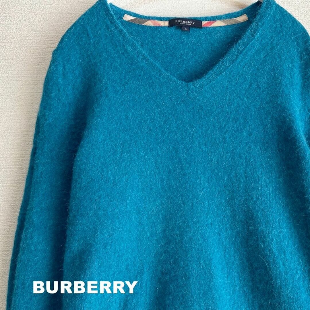 BURBERRY(バーバリー)の【BURBERRY】バーバリー ターコイズブルー アルパカ混 ニット レディースのトップス(ニット/セーター)の商品写真