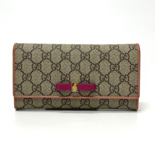 グッチ(Gucci)のグッチ GUCCI リボン GG 388679 ロングウォレット 2つ折り 長財布 GGキャンバス/レザー ピンク(財布)