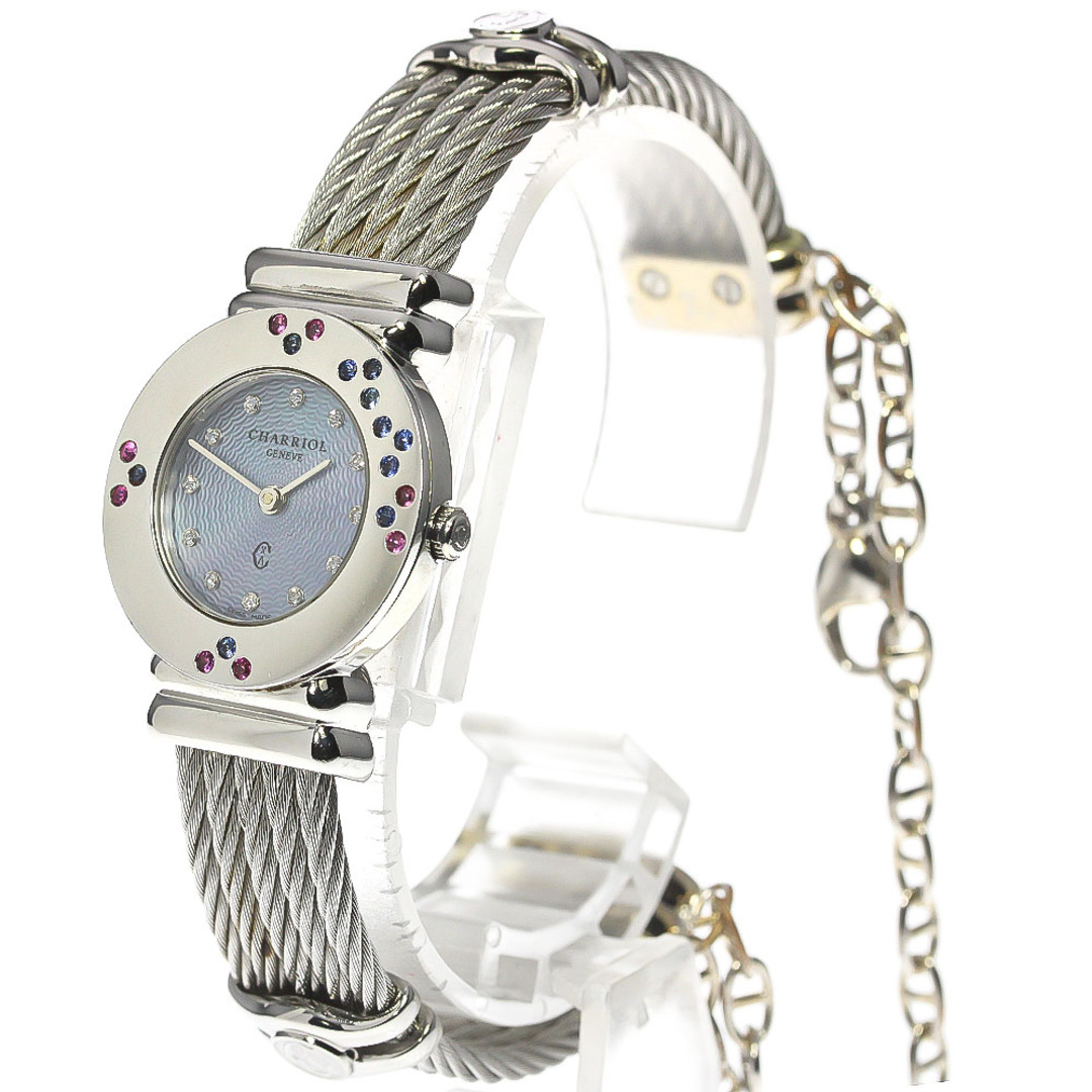 【希少】CHARRIOL サントロペ 12Pダイヤ シェル レディース 時計古着良品tete時計