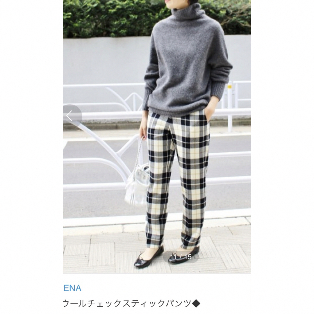 IENA(イエナ)のイエナ　ウールチェックスティックパンツ　40 レディースのパンツ(カジュアルパンツ)の商品写真