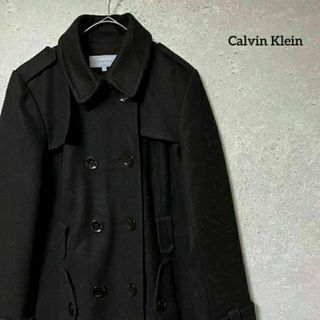 出品11月まで☆CALVIN KLEINブラックトレンチコート　Lサイズ長袖