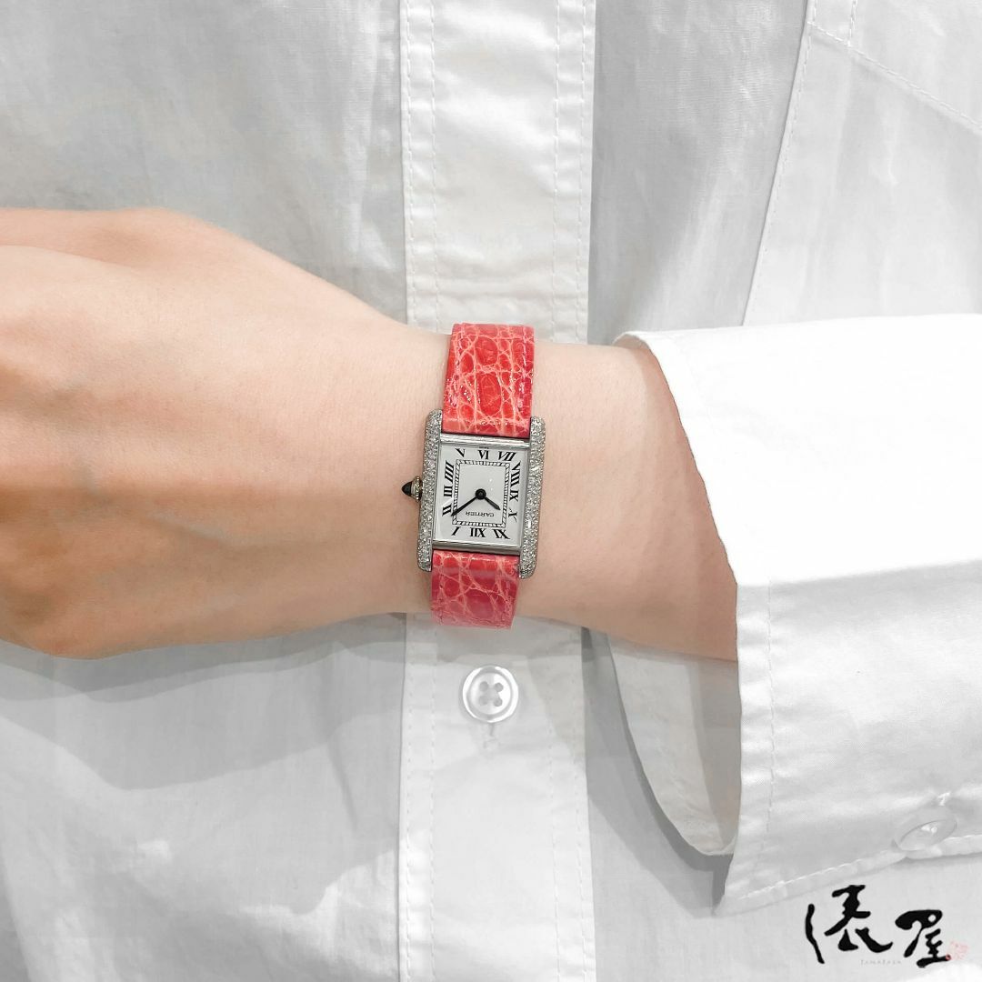 Cartier(カルティエ)の【希少】カルティエ タンクルイ ダイヤベゼル 手巻き OH済 750 18K レディース ヴィンテージ Cartier 時計 腕時計 中古【送料無料】 レディースのファッション小物(腕時計)の商品写真