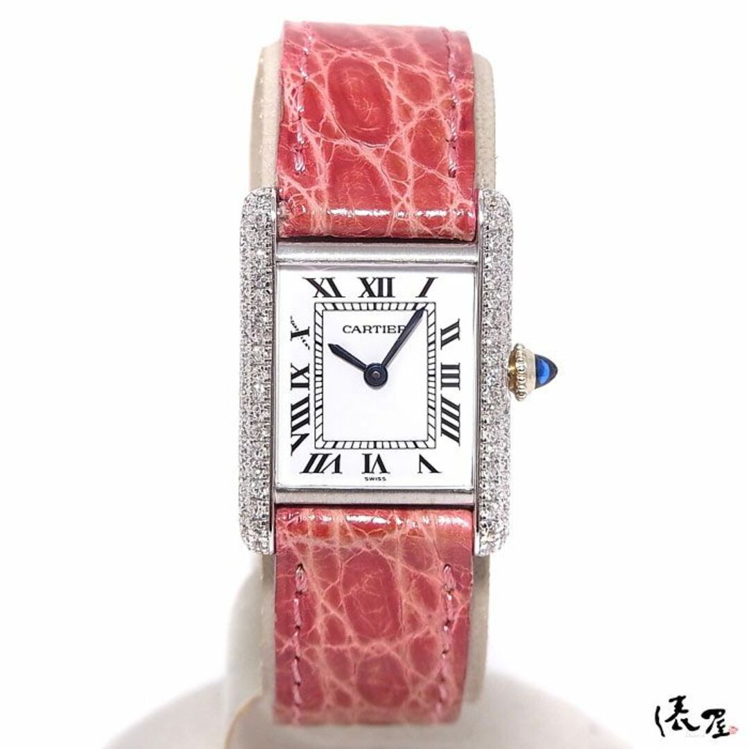 Cartier(カルティエ)の【希少】カルティエ タンクルイ ダイヤベゼル 手巻き OH済 750 18K レディース ヴィンテージ Cartier 時計 腕時計 中古【送料無料】 レディースのファッション小物(腕時計)の商品写真