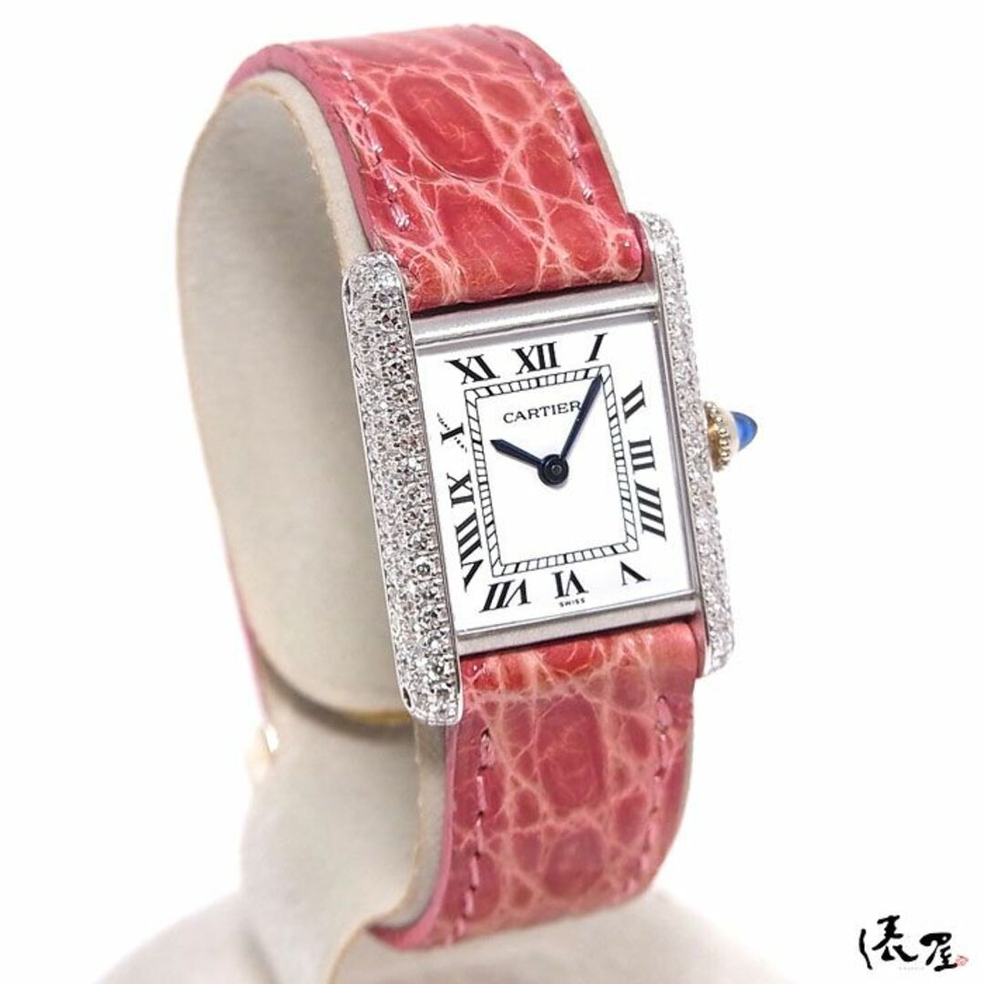 Cartier(カルティエ)の【希少】カルティエ タンクルイ ダイヤベゼル 手巻き OH済 750 18K レディース ヴィンテージ Cartier 時計 腕時計 中古【送料無料】 レディースのファッション小物(腕時計)の商品写真