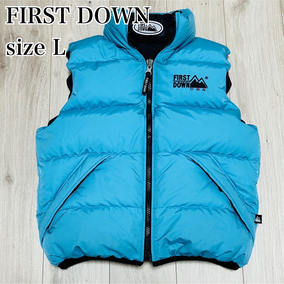 【最強の値下げ】FIRST DOWN リバーシブルダウンベスト M 黒　青