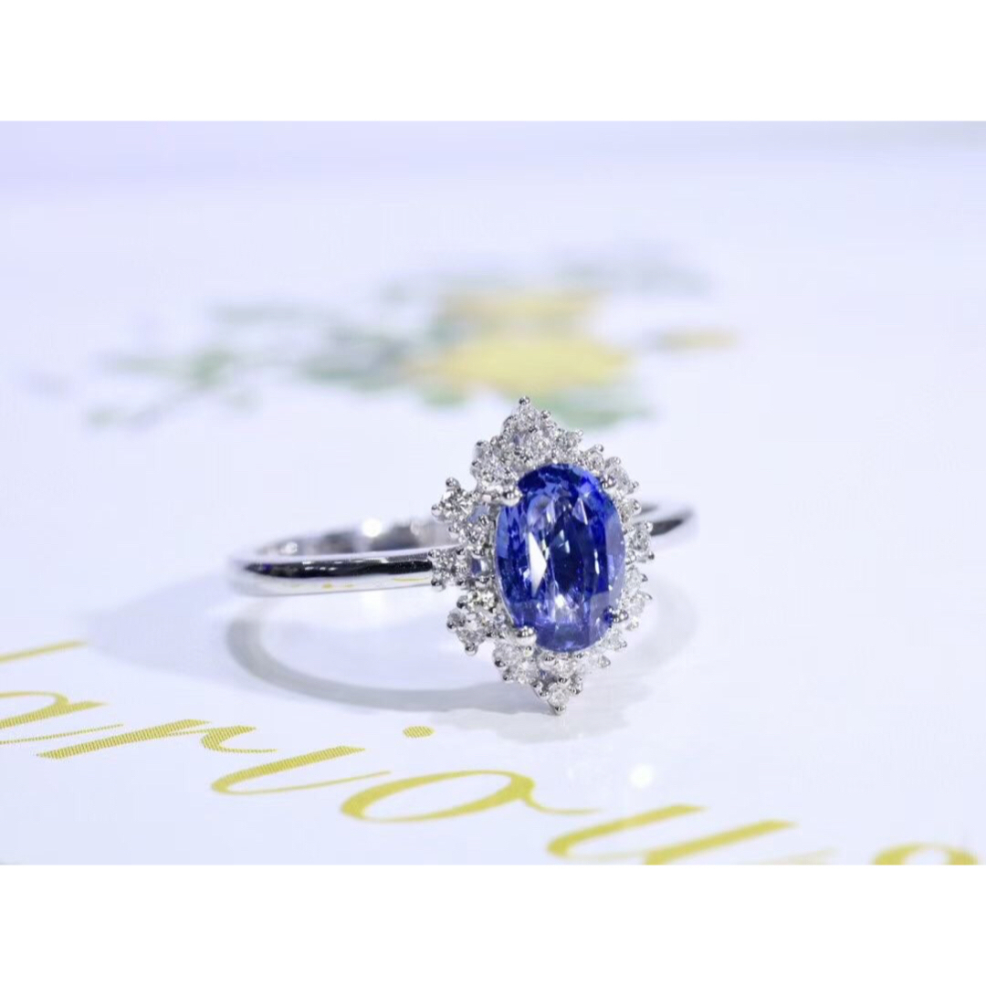 天然 ロイヤルブルーサファイア ダイヤ リング0.87ct k18 ¥スピネル