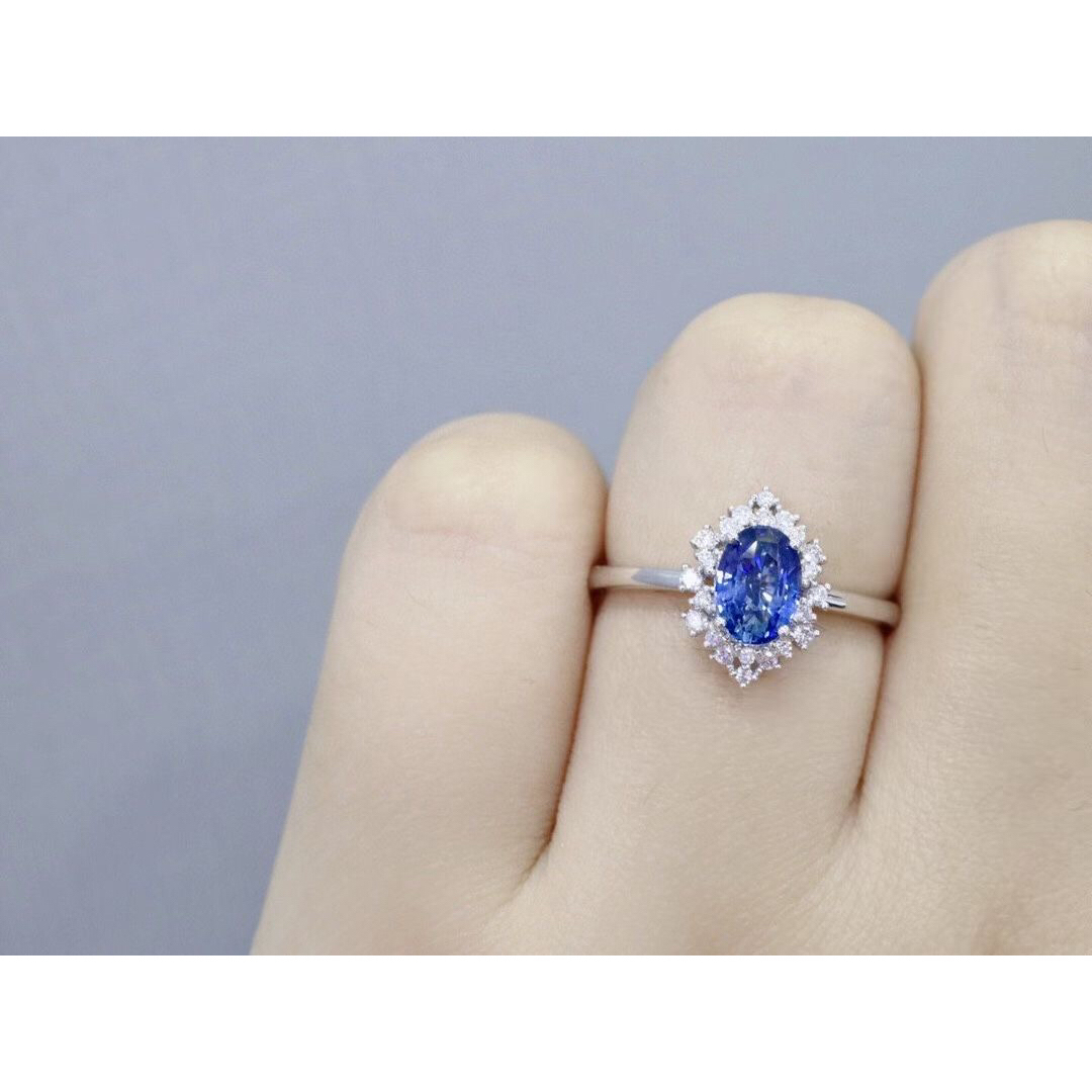 天然 ロイヤルブルーサファイア ダイヤ リング1.08ct k18 f レディースのアクセサリー(リング(指輪))の商品写真