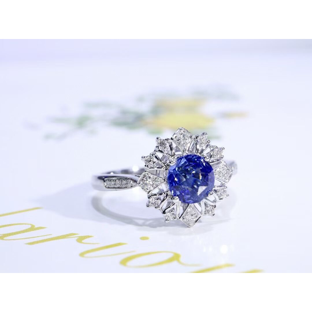 天然 ロイヤルブルーサファイア ダイヤ リング1.05ct k18 f レディースのアクセサリー(リング(指輪))の商品写真