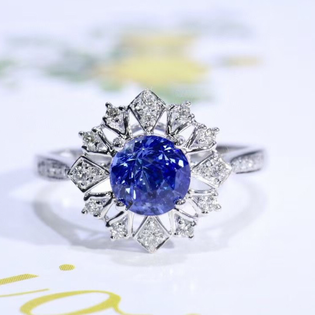 天然 ロイヤルブルーサファイア ダイヤ リング1.05ct k18 f レディースのアクセサリー(リング(指輪))の商品写真