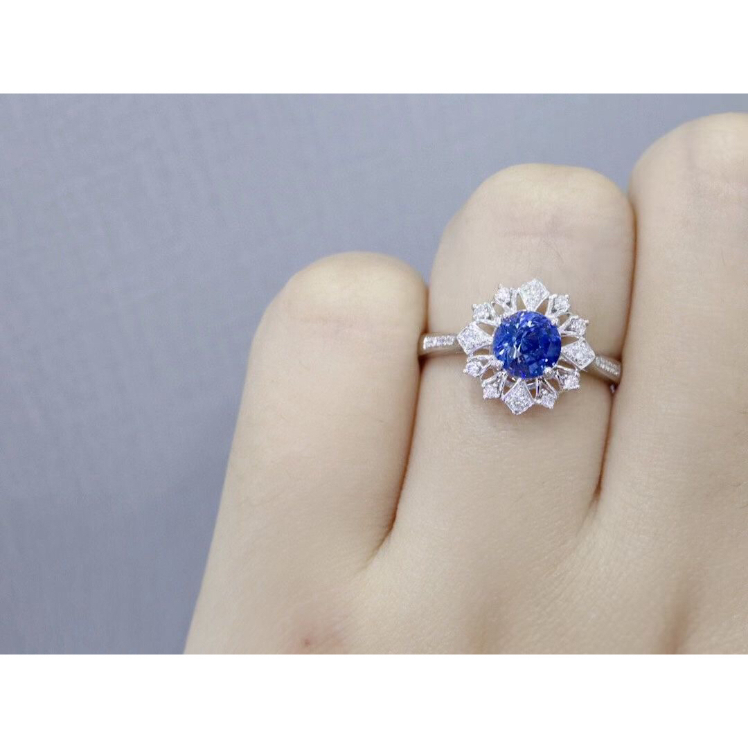 天然 ロイヤルブルーサファイア ダイヤ リング1.05ct k18 f レディースのアクセサリー(リング(指輪))の商品写真