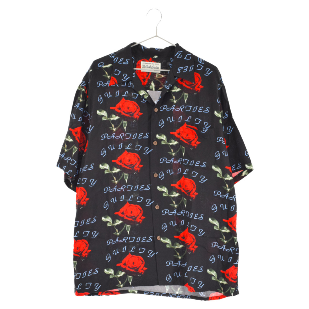 WACKO MARIA ワコマリア 22SS HAWAIIAN SHIRT S/S ローズハワイアン半袖シャツ ブラック/レッド 22SS-WMS-HI04