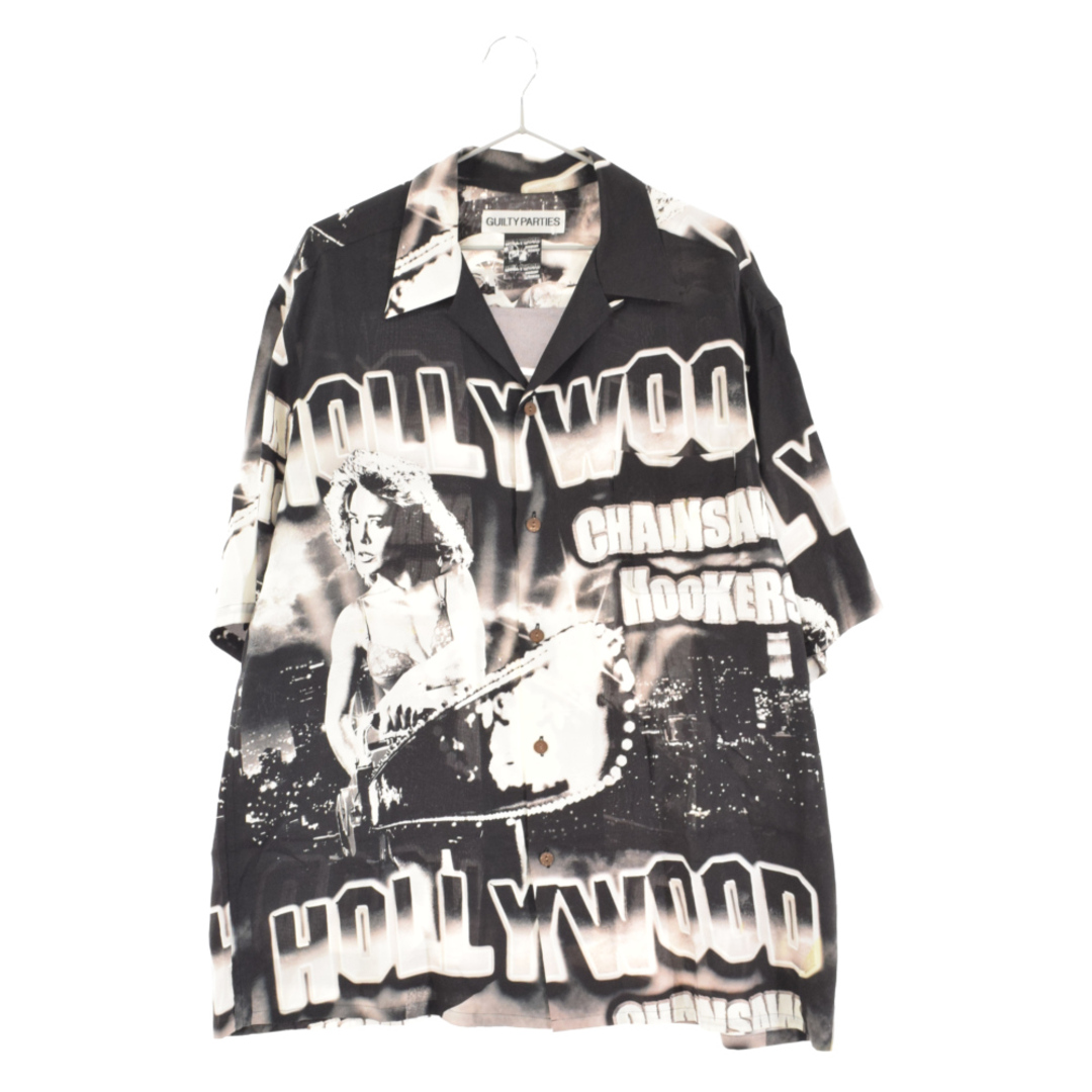 WACKO MARIA ワコマリア 23SS HOLLYWOOD CHAINSAW HOOKERS S/S HAWAIIAN SHIRT TYPE-1 女切り裂き狂団 チェーンソークィーン ハワイアン総柄半袖シャツ HCH-WM-HI01 ブラック