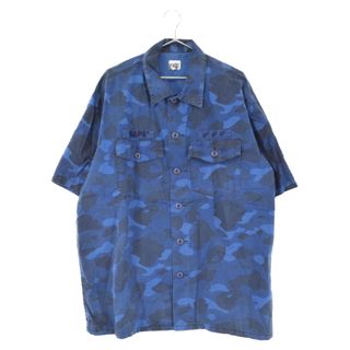 超激レア A BATHING APE エイプ 初期カモフラ ブルー 半袖シャツL