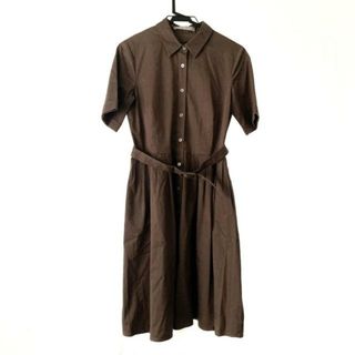 theory luxe セオリーリュクス ワンピース シャツワンピース カーキ 38(M) ロング ノーカラー ストレッチ リネン レーヨン 麻 23春夏 おしゃれ シンプル 無地 きれいめ 大人女子 ブランド 上品 ベーシック オフィスカジュアル 【レディース】【美品】