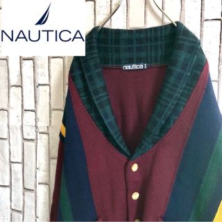 ノーティカ(NAUTICA)のNAUTICA カーディガン カーディガンウール トリコロール 毛100%(カーディガン)