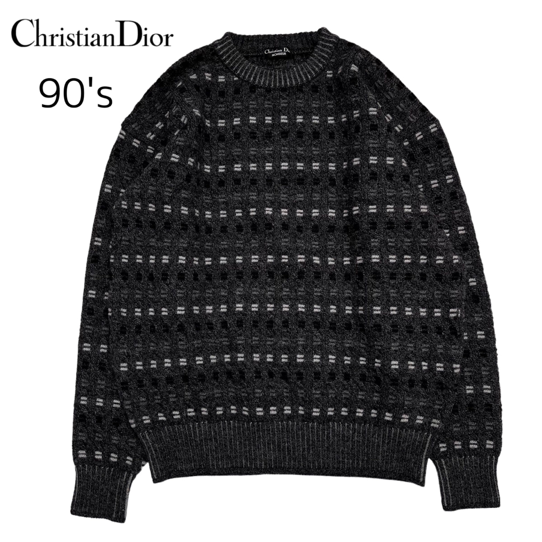 ニット/セーター【Christian Dior MONSIEUR】希少 90s 総柄ウールニット