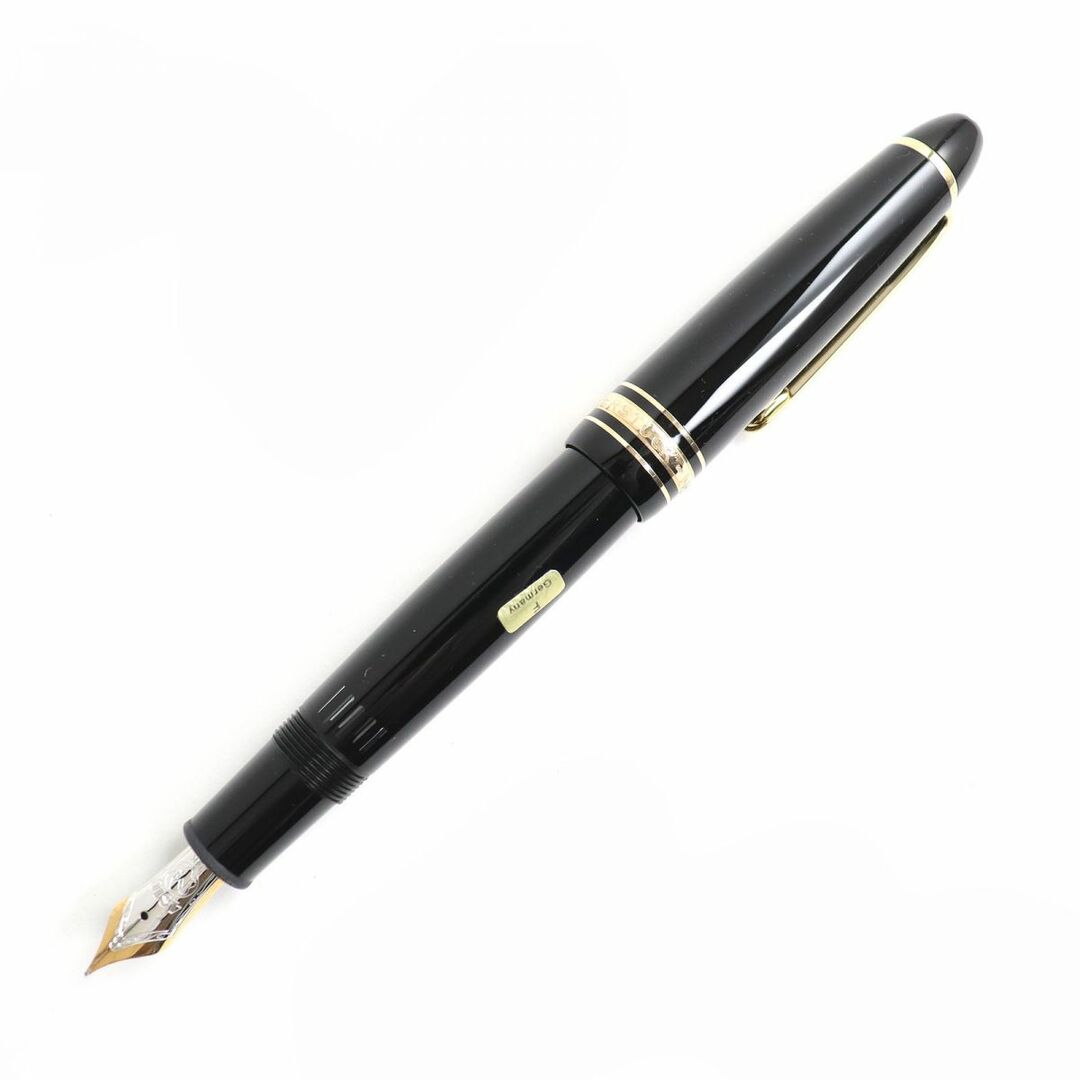 約145cmグリップ幅極美品△MONTBLANC モンブラン マイスターシュテュック ル・グラン ホワイトスター ペン先14K 万年筆 Fニブ ブラック×ゴールド ドイツ製