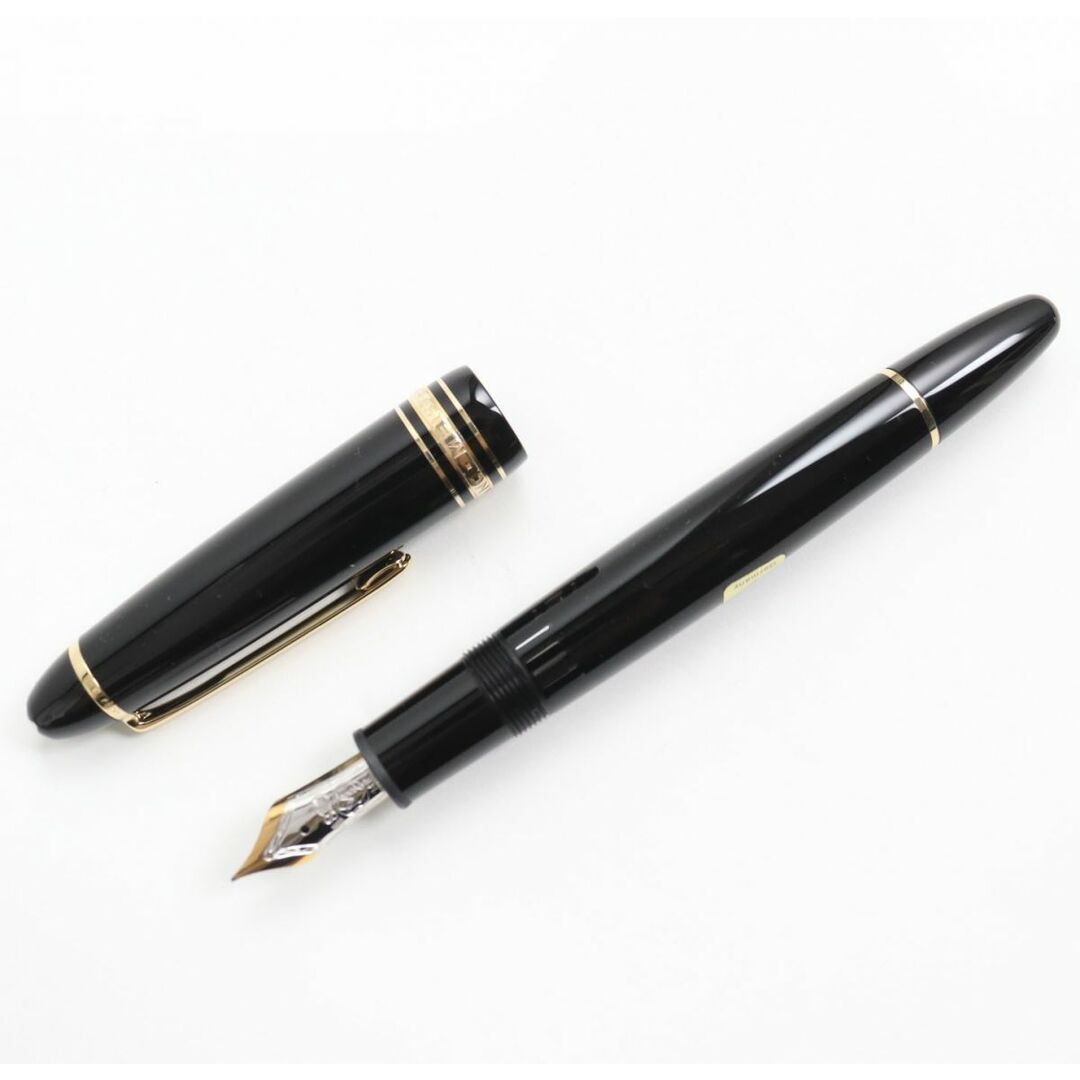 約145cmグリップ幅極美品△MONTBLANC モンブラン マイスターシュテュック ル・グラン ホワイトスター ペン先14K 万年筆 Fニブ ブラック×ゴールド ドイツ製