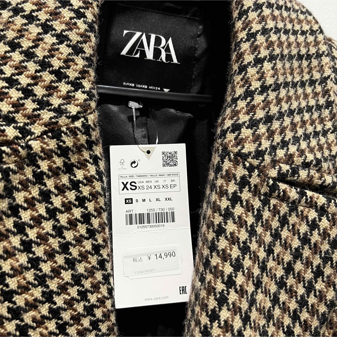 ZARA ウール混 千鳥柄 ロング コート ZARA ウール混 千鳥柄 ロング コート