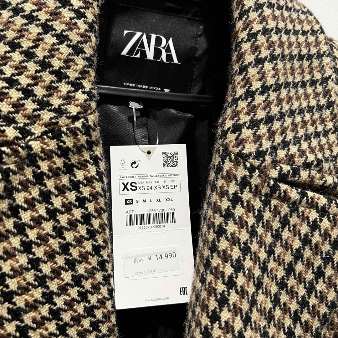 ZARA - ZARA ウールミックスハウンドトゥースコート 千鳥柄 チェック柄