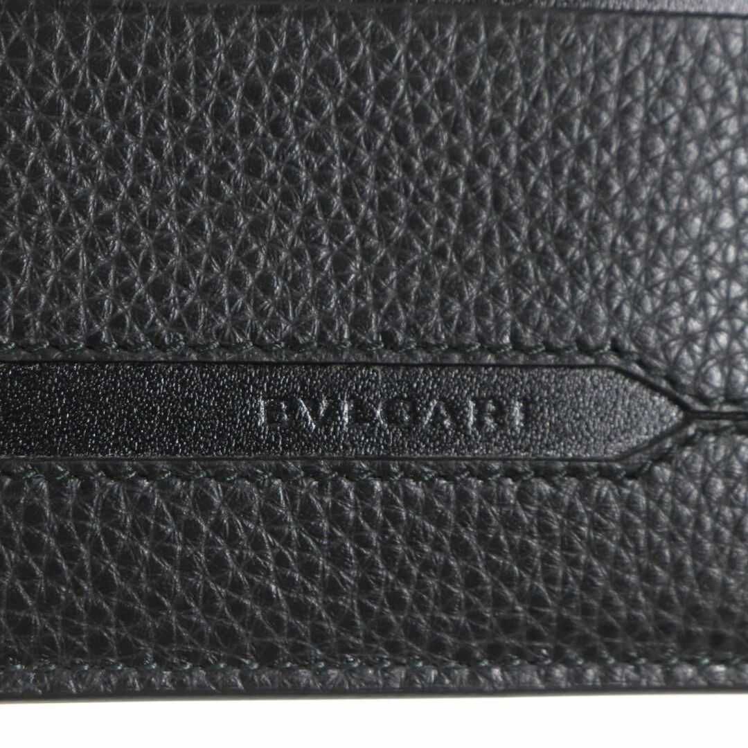 未使用品▼BVLGARI ブルガリ 36969 オクト スリム ロゴ刻印入り レザーカードケース/パスケース名刺入れ ブラック イタリア製 メンズ 箱付