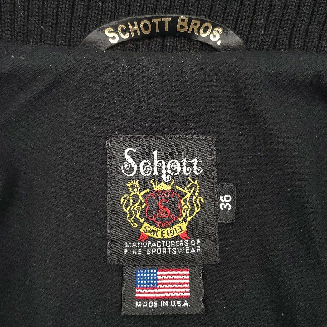 schott(ショット)のウールリッチ別注USA製★Schott★36レザーアームスタジャン SZJ158 メンズのジャケット/アウター(スタジャン)の商品写真