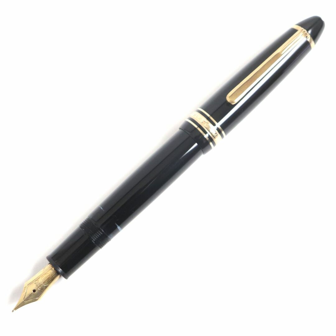 約14cmグリップ幅良品▼MONTBLANC モンブラン マイスターシュテュック NO.146 ホワイトスター ペン先14K 万年筆 ブラック×ゴールド Mニブ