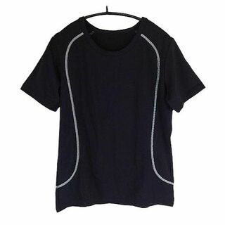 SS1375◇ 新品 半袖Tシャツ クルーネック ステッチ ブラック(Tシャツ(半袖/袖なし))