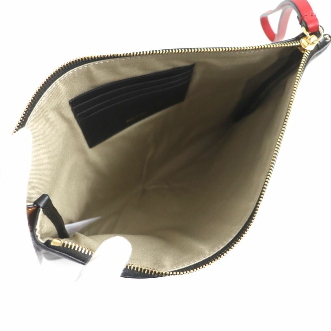 極美品▼MARNI マルニ Pochette PHMO0003U1LV589 ロゴ入 レザー クラッチバッグ/ポーチ ブラウン×ブラック×レッド 伊製 メンズ 保存袋付