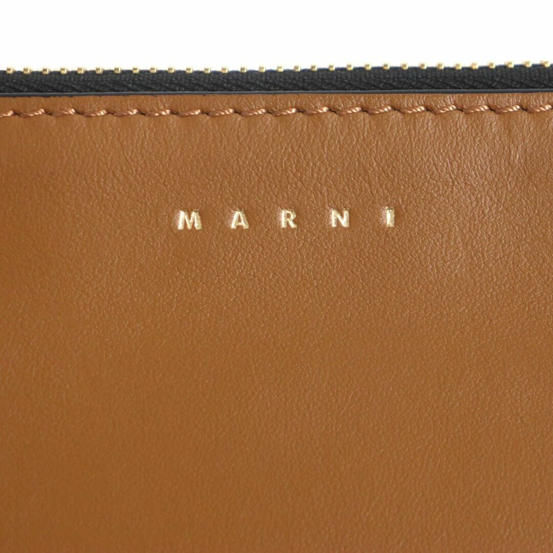 MARNI ビジュー レザー クラッチ ポーチ ベージュ ブラウン