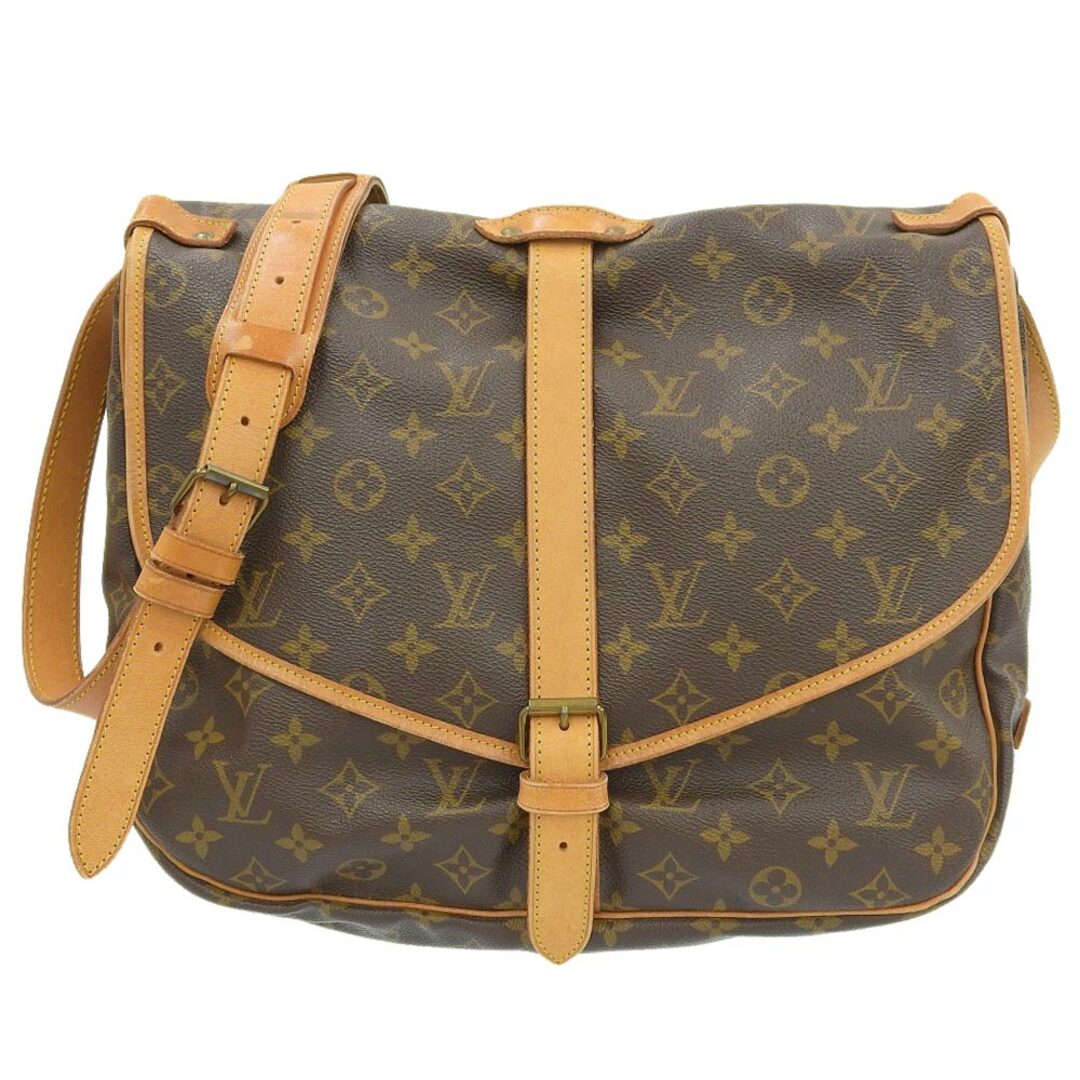 【本物保証】 ルイヴィトン LOUIS VUITTON モノグラム ソミュール ソーミュール 35 斜め掛け ショルダーバッグ M42254 ヴィンテージ約28cm奥行