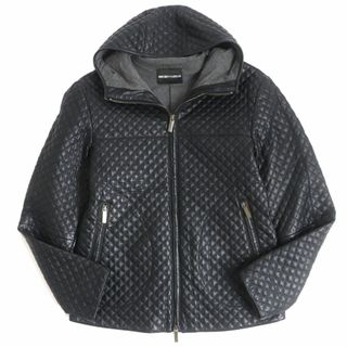 EMPORIO ARMANI レザー切替 中綿ジャケット サイズ52