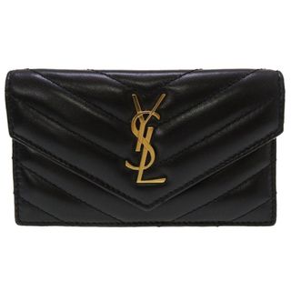 サンローラン(Saint Laurent)の美品 サンローラン パリ レザー ブラック ゴールド金具 612 808 コインケース カードケース 黒 0147 【中古】 SAINT LAURENT PARIS(コインケース)