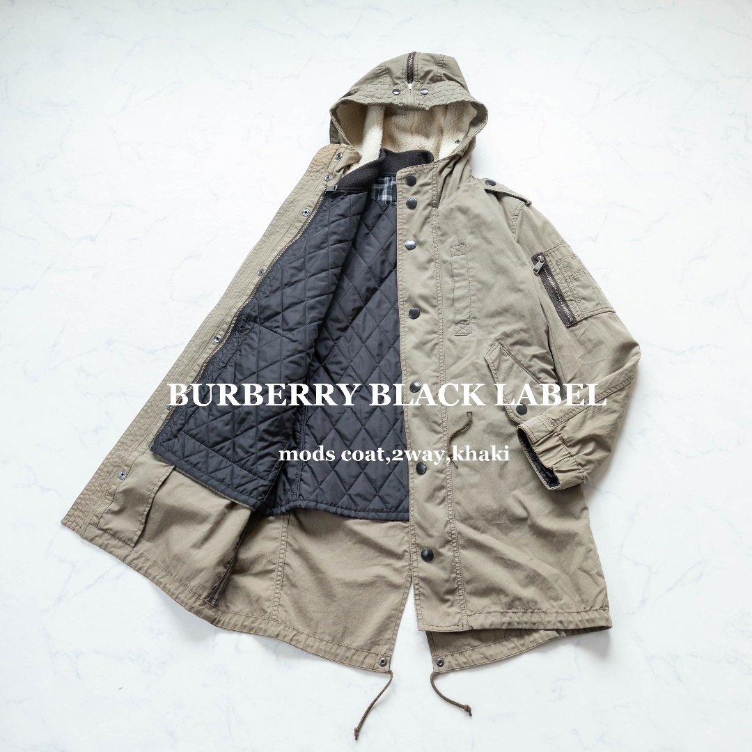 21700円 BLACK 【BURBERRY LABEL】モッズコート 3way カーキ M