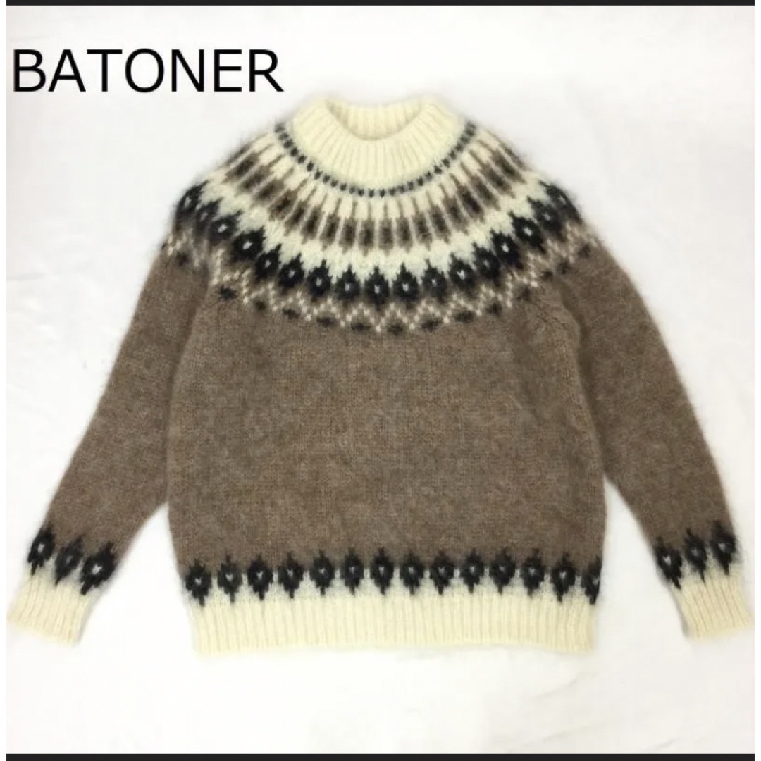 期間限定配送料無料 BATONER バトナー ノルディック 柄 セーター 起毛