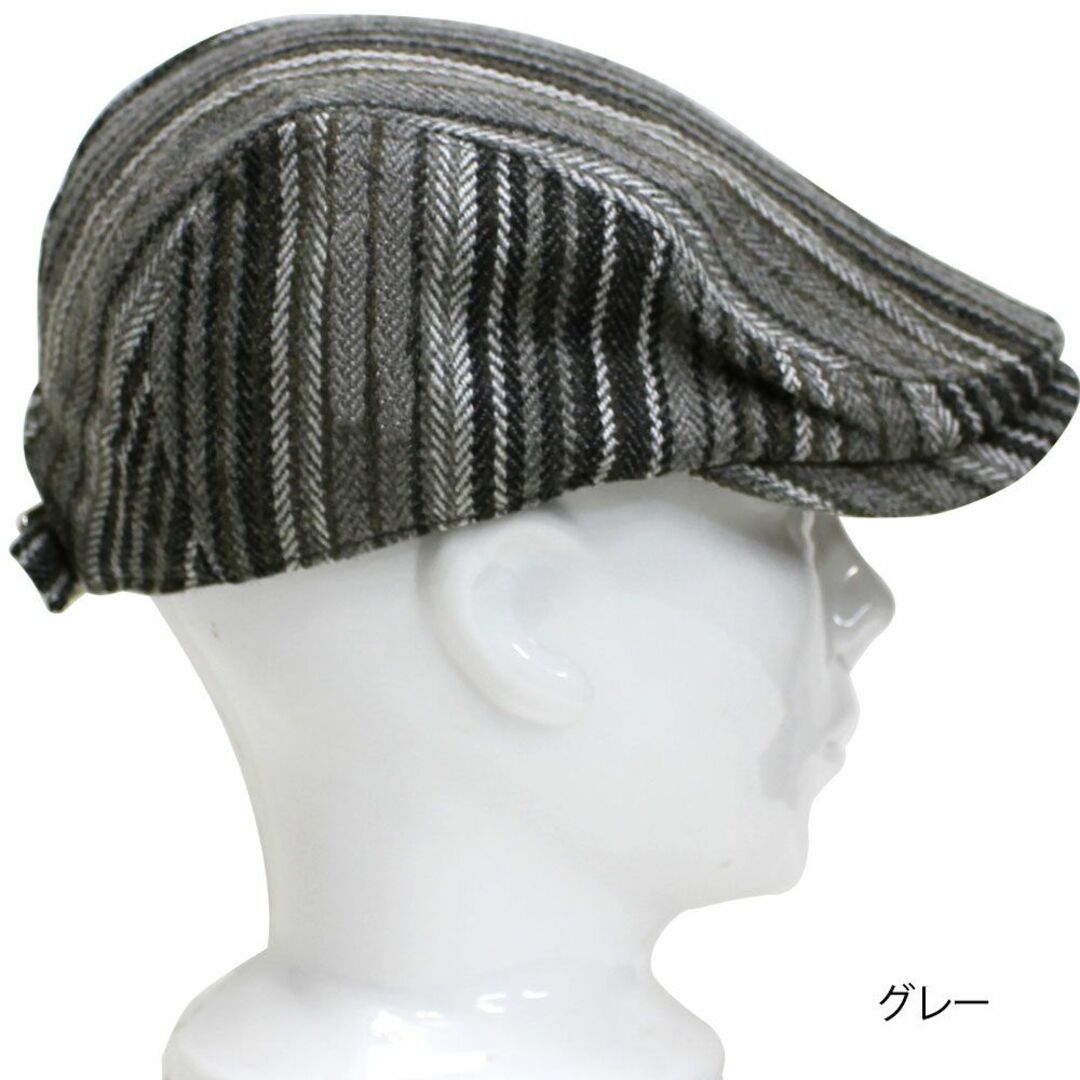 帽子 ハンチング メンズ 秋冬 ハンチング ウール ストライプ グレー メンズの帽子(ハンチング/ベレー帽)の商品写真