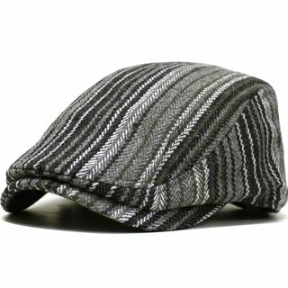 帽子 ハンチング メンズ 秋冬 ハンチング ウール ストライプ グレー(ハンチング/ベレー帽)